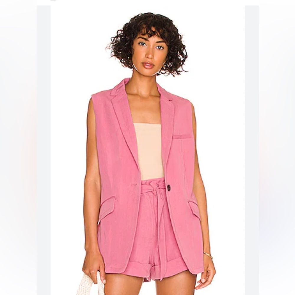 Rag And Bone Margot Sleeveless Blazer in Berry Pink Sz 12 NWOT
